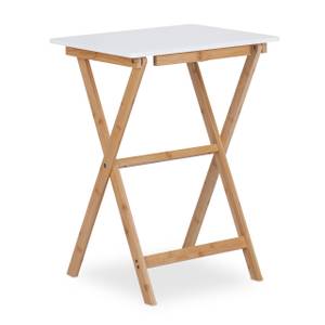 Table pliante blanche en bambou Marron - Blanc - Bambou - Bois manufacturé - 48 x 63 x 37 cm