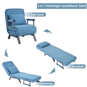 Relaxsessel 3-in-1 Funktion Dione Ⅶ Blau - Holzwerkstoff - Metall - Massivholz - Textil - 58 x 25 x 125 cm