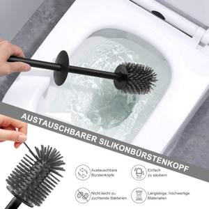 WC-Bürsten-Set mit Ersatzkopf C696-S Schwarz - Metall - 8 x 36 x 26 cm