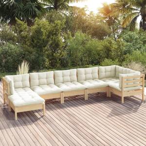 Garten-Lounge-Set Weiß - Massivholz - 64 x 29 x 64 cm