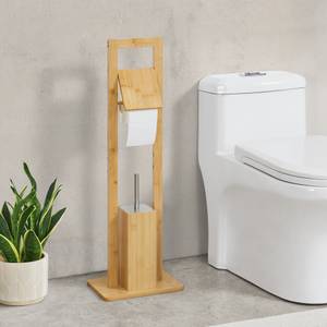 Porte papier toilette Västerås sur pied Beige - Bambou - 28 x 83 x 18 cm