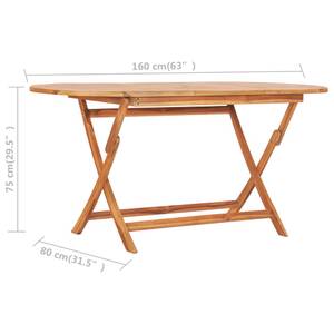 Ensemble de salle à manger d'extérieur Marron - Bois/Imitation - En partie en bois massif - 80 x 75 x 160 cm