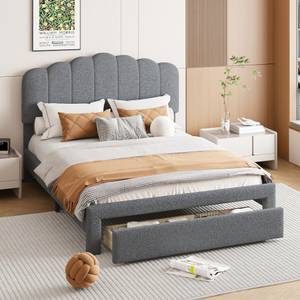 Jugendbett Jakob Grau - Holzwerkstoff - Metall - Massivholz - 140 x 105 x 204 cm