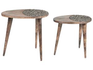 Table d'appoint KHETUA Marron - Doré - Bois massif - 54 x 52 x 54 cm