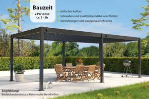 Pavillon Deluxe Grau - Metall - 360 x 255 x 720 cm