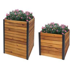 Pflanzkasten L23 (2er-Set) Braun - Metall - Holzart/Dekor - Holz teilmassiv - 42 x 60 x 42 cm