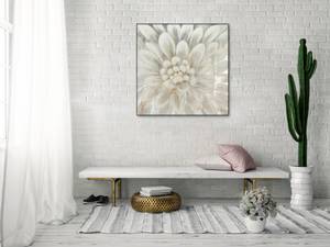 Acrylbild handgemalt Alabaster Dahlia Beige - Massivholz - Textil - 80 x 80 x 4 cm