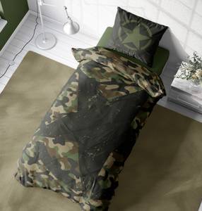 Kinder Bettwäsche Camouflage 135x200 cm Grün - Textil - 135 x 3 x 200 cm