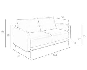 2-Sitzer-Sofa aus braunem Leder Braun - Echtleder - Textil - 164 x 83 x 88 cm