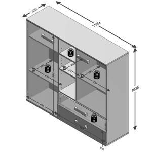 Highboard Kommode LEEDS-10 mit 2 Türen Weiß - Holzwerkstoff - 117 x 105 x 33 cm