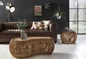 RATTAN Couchtisch Braun - Rattan - Massivholz - 120 x 45 x 80 cm