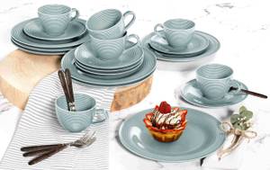 Untertassen Beat Color Glaze 6er Set Blau - 14 x 14 cm