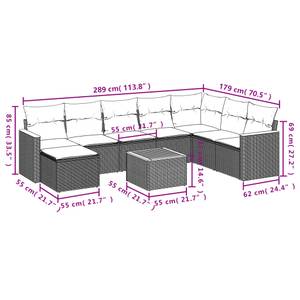 Gartensitzgruppe K6873(9-tlg) Grau - Massivholz - 69 x 62 x 62 cm