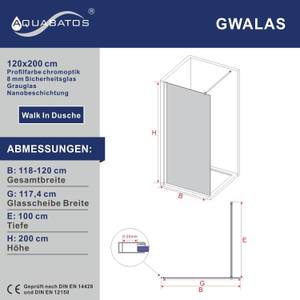 Duschwand Walk-In GWALAS Breite: 120 cm