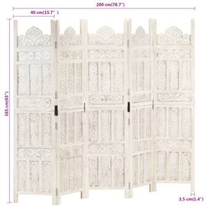 Raumteiler (5-teilig) 3000180-3 Weiß - Breite: 200 cm