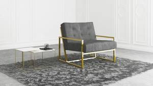 Loungesessel Chicago Gold - Grau - Gold