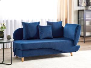 Chaiselongue MERI Blau - Marineblau - Eiche Hell - Armlehne davorstehend links