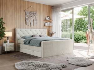 Boxspringbett KING VELEN Beige - Breite: 160 cm - H3 - Textil