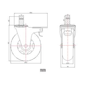 Stuhlrollen 5x ROLO SKATE CT 11mm/75mm Silber - Kunstleder - 4 x 10 x 8 cm