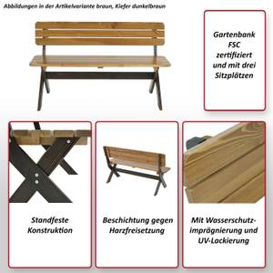 Gartenbank J83 Massivholz Braun - Holzart/Dekor - Holz teilmassiv - 148 x 87 x 52 cm