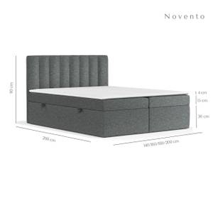 Boxspringbett Novento Grau - Breite: 140 cm