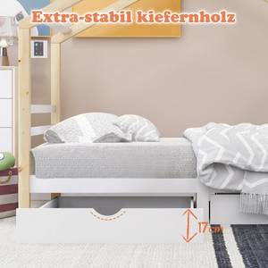 Stauraumbett HomeyⅠ Weiß - Holzwerkstoff - Massivholz - Holzart/Dekor - 96 x 183 x 210 cm