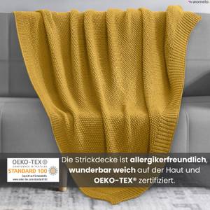 Strickdecke Kuscheldecke premium Gelb