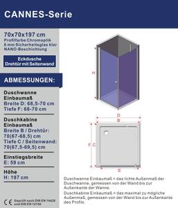 AQUALAVOS Duschkabine Eckeinstieg Nano 70 x 70 cm