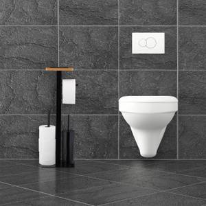 WC Garnitur 3in1 mit Ablage Schwarz - Braun - Holzwerkstoff - Metall - 25 x 73 x 20 cm
