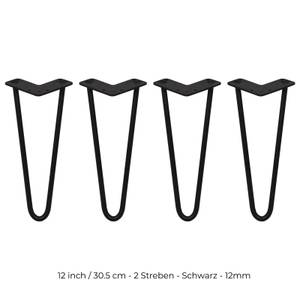 4 x 2 Streben Hairpin-Tischbeine 30.5cm Schwarz - Metall - 1 x 31 x 2 cm