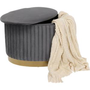 Tabouret-coffre Roma Gris - Textile - 60 x 43 x 40 cm