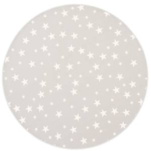 Kinder Spiel Teppich Sterne Rund Grau - 160 x 160 cm