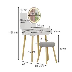 Schminktisch Edda Weiß - Holzwerkstoff - 60 x 76 x 40 cm