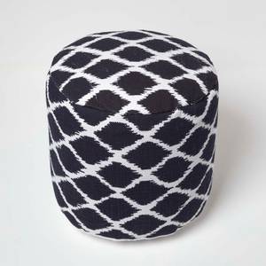 Designer Hocker Pouf Ikat blau weiß 45 x 40 x 45 cm