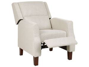 Fauteuil de relaxation EGERSUND Beige - Crème - Chêne foncé