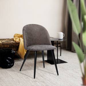 2 chaises de salle à manger vintage Noir - Gris - Textile - 53 x 78 x 49 cm