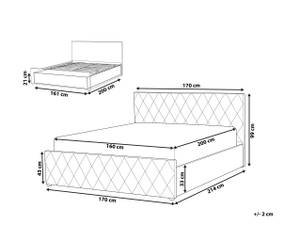 Lit double ROCHEFORT Bleu - Bleu marine - Largeur : 170 cm