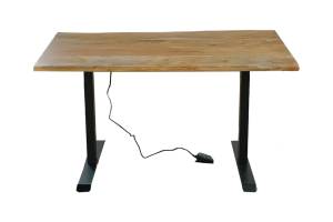 Schreibtisch LORA höhenverstellbar KAWOLA Schreibtisch LORA elektrisch höhenverstellbarer 160x85cm mit Baumkante massiv - Holz - 85 x 160 cm