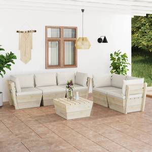 Gartensitzgruppe K088(6-tlg) Beige - Massivholz - 65 x 60 x 60 cm