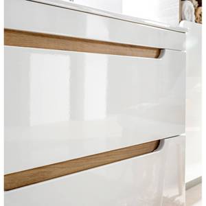 Badezimmerset in Hochgl. Weiß mit Eiche Weiß - Holzwerkstoff - 130 x 195 x 46 cm