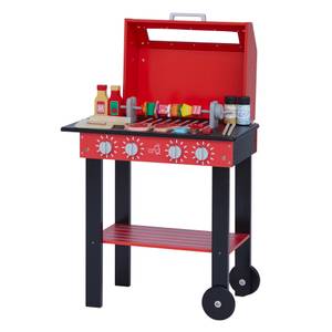 Kinder Holz BBQ Grill Playset Rot - Holzwerkstoff - 33 x 71 x 55 cm