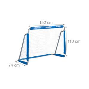 Fußballtor Blau - Grau - Weiß - Metall - Textil - 152 x 110 x 74 cm