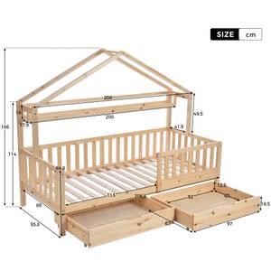 Stauraumbett HomeySHEFⅠ Beige - Holzwerkstoff - Massivholz - Holzart/Dekor - 96 x 166 x 208 cm