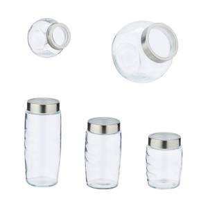 35 x Vorratsglas 5 Größen Silber - Glas - Metall - 10 x 22 x 10 cm