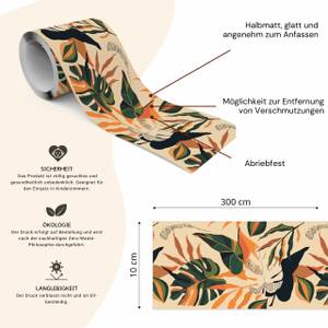 Bande Décorative Feuilles De Monstera Beige - Noir - Vert - Orange - Papier - Textile - 10 x 300 x 300 cm