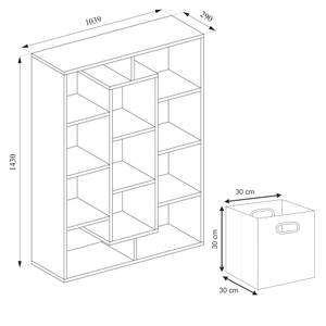 Raumteiler Weiß mit 2 Faltboxen Weiß - Holzwerkstoff - 103 x 143 x 29 cm