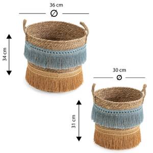 Set de 2 paniers Indie fibre naturelle Bleu - Fibres naturelles - 36 x 34 x 36 cm