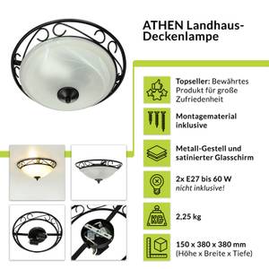 Deckenlampe ATHEN Weiß - Glas - Metall - 38 x 15 x 38 cm