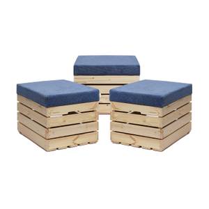 Sitzhocker mit Stauraum NATURE  3er Set Marineblau