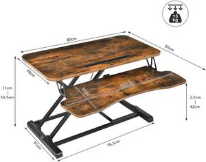 Sitz-Steh-Schreibtisch Tischaufsatz Braun - Holzwerkstoff - 64 x 51 x 80 cm
